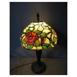 Rose Design Tiffany Style Stained Glass Lamp