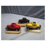 Three Classic Car Model Replicas