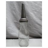Vintage Glass Oil Bottle with Metal Spout