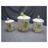 Frog-Themed Ceramic Canister Set with Lids