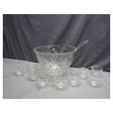 Pressed Glass Punch Bowl Set with Ladle