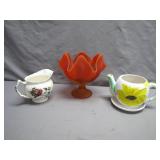 Decorative Ceramic and Glass Trio Set