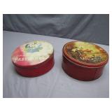 Two Decorative Tin Boxes With Contents