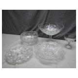 Pressed Glass Serving Dish and Bowl Set
