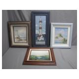 Four Framed Coastal Paintings