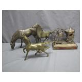 Brass Figures: Horses and Carousel Display