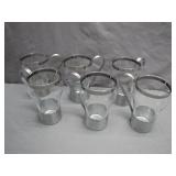 Six Glass and Chrome Cups