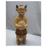 Handcarved Wooden Figure With Horns