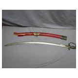 Brass Horse Handle Sabre With Sheath