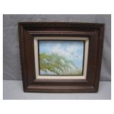 Framed Seascape with Seagulls Oil Painting