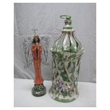Decorative Angel Figurine and Lattice Lantern