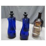 Blue and Amber Glass Bottles