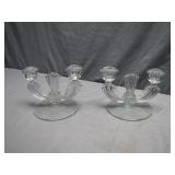 Glass Double-Arm Candle Holders