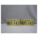 1973 Texas License Plates