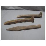 Three Antique Railroad Spikes