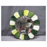 Round Stained Glass Mirror with Petal Design