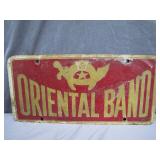 Metal License Plate: Oriental Band Design