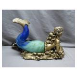 Mermaid Figural Lamp With Glass Tail