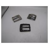 3 Marked 925 Sterling Belt Buckles