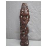Hand-Carved Wooden Figure With Shell Eyes