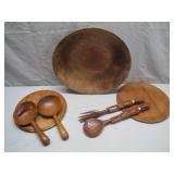 Handcrafted Wooden Plate and Utensil Set