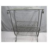 Black Metal Magazine Rack with Top Shelf