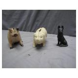 3 Cast Iron Pieces: Pigs and Dog