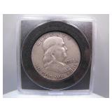 1958 D Benjamin Silver Half Dollar