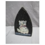 Cast Iron Sad Iron with Painted Cat Design