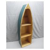 Wooden Canoe-Shaped Shelf Unit