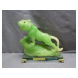 Jadeite-Style Tiger Figurine on Stand