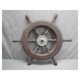 Wooden Ship Wheel With Metal Hub