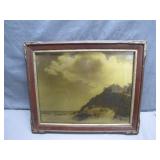 Framed Sepia Landscape with Coastal Scene