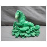 Jade Horse Sculpture on Coin Base