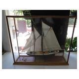 American Fishing Schooner Model in Display Case