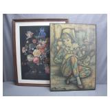 Framed Artwork Featuring Floral and Harlequin...