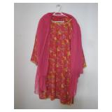 Vibrant Floral Outfit With Bright Chiffon Scarf
