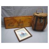 Handmade Basket, Artwork, and Fishing Sign