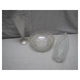 Cut Glass Bowl, Vase, and Dish Set