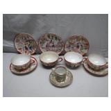 Hand-Painted Japanese Teacup and Saucer Set