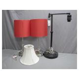Three Table Lamps With Shades