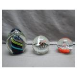 Three Handcrafted Glass Paperweights