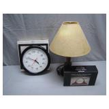 Clocks And Wood Desk Lamp