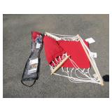 Red Hanging Hammock with Wooden Spreader Bars
