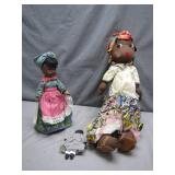 Three Handmade Cloth Dolls