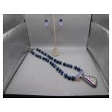 Stunning Blue/Purple Stone Necklace & Earring Set