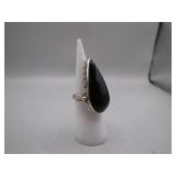 Size 5.5 Sterling Silver Teardrop Black Onyx Ring