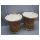 Two Handwoven Cane Stools