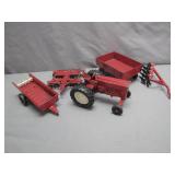 Ertl Red Tractor Set with Attachments