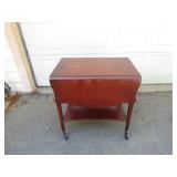 Mahogany Drop-Leaf Rolling Tea Cart